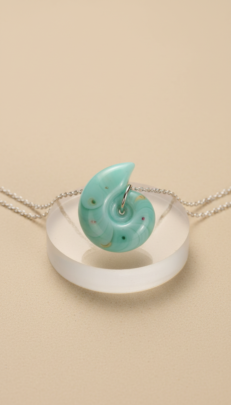 Seafoam Resin Shell Pendant Necklace