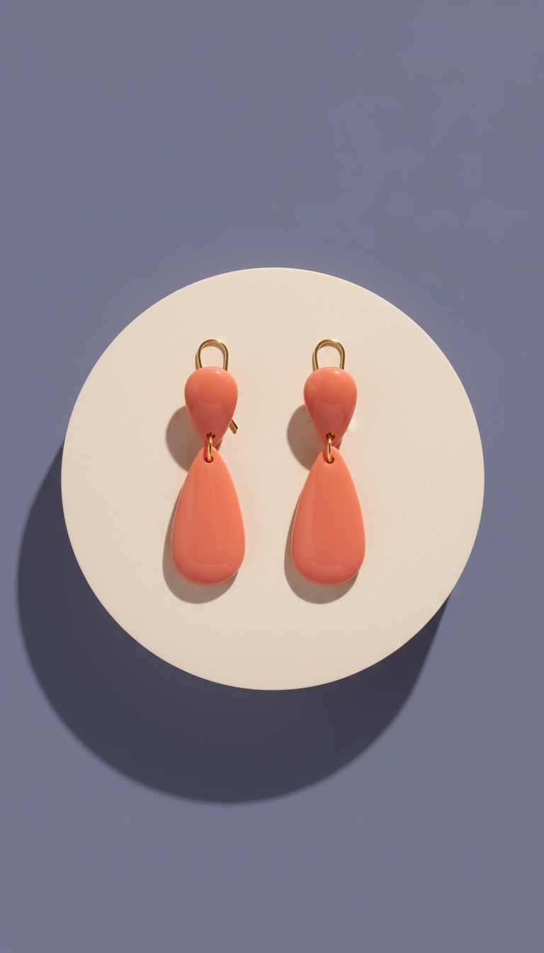 Coral Resin Drop Earrings