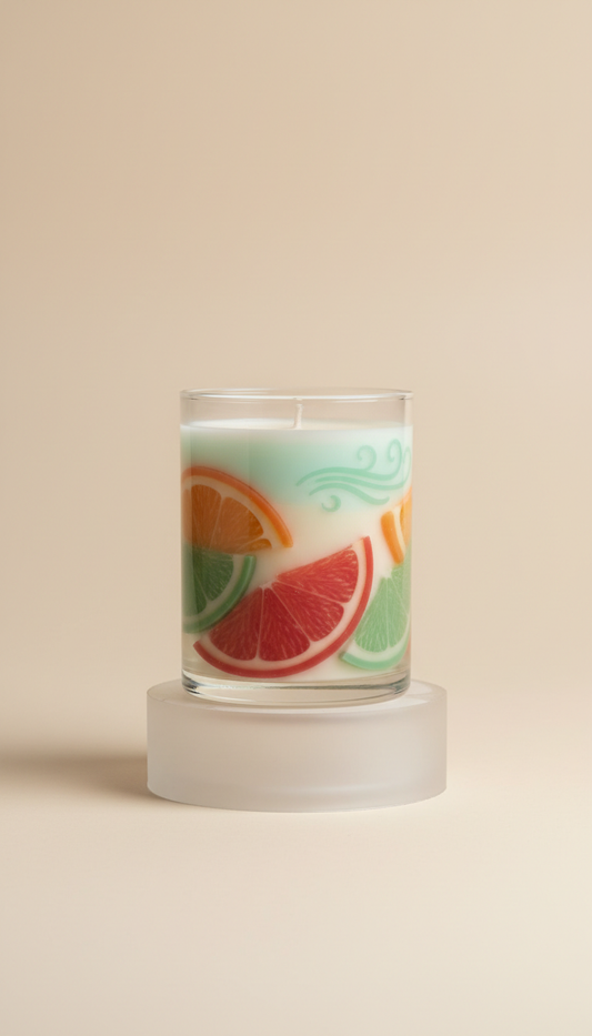 Citrus Breeze Artisanal Candle in Translucent Vessel